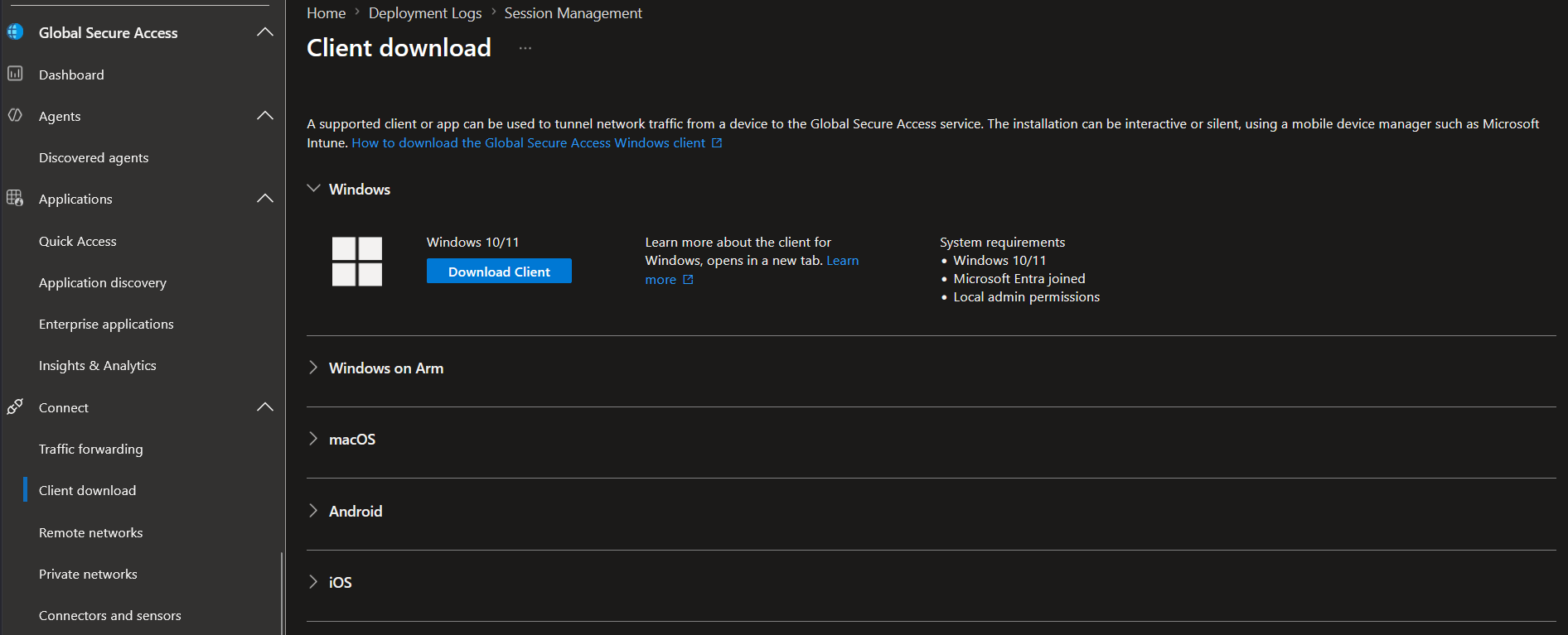 Global Secure Access - Windows Client